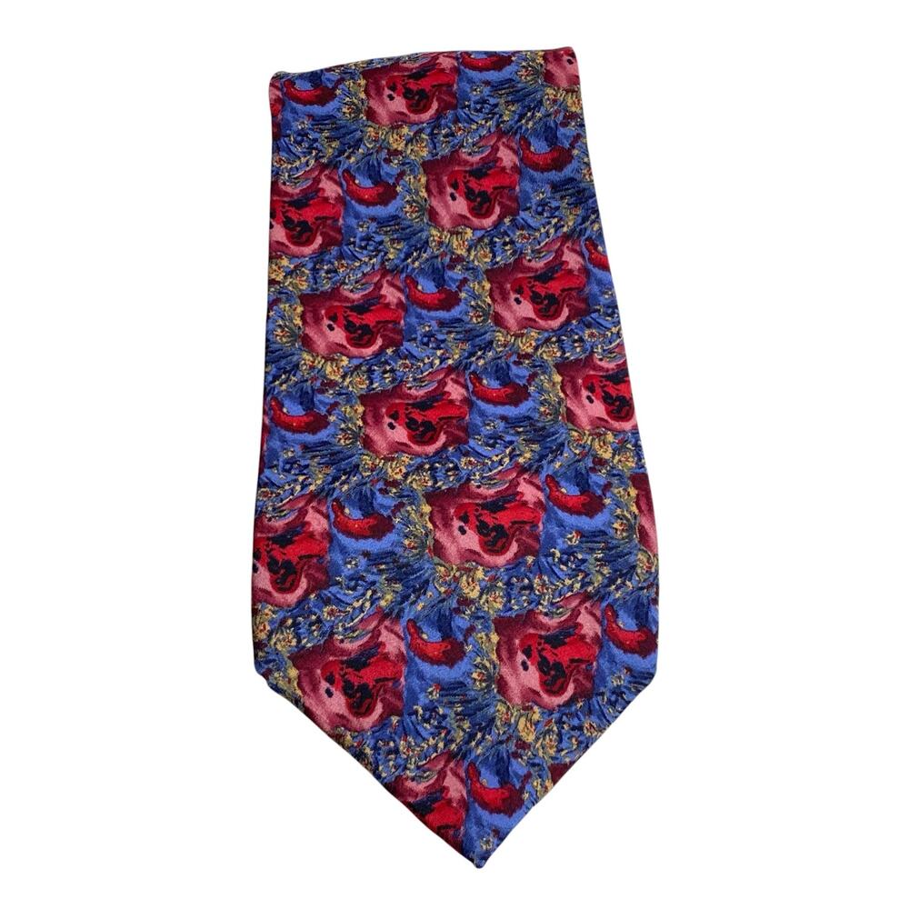 Vtg J Garcia Butterfly II Collection 8 Silk Necktie Red Blue Jerry Garcia Art